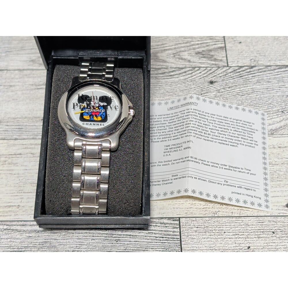 Vintage Disney Channel Mickey Mouse Watch Silver Band New In Box